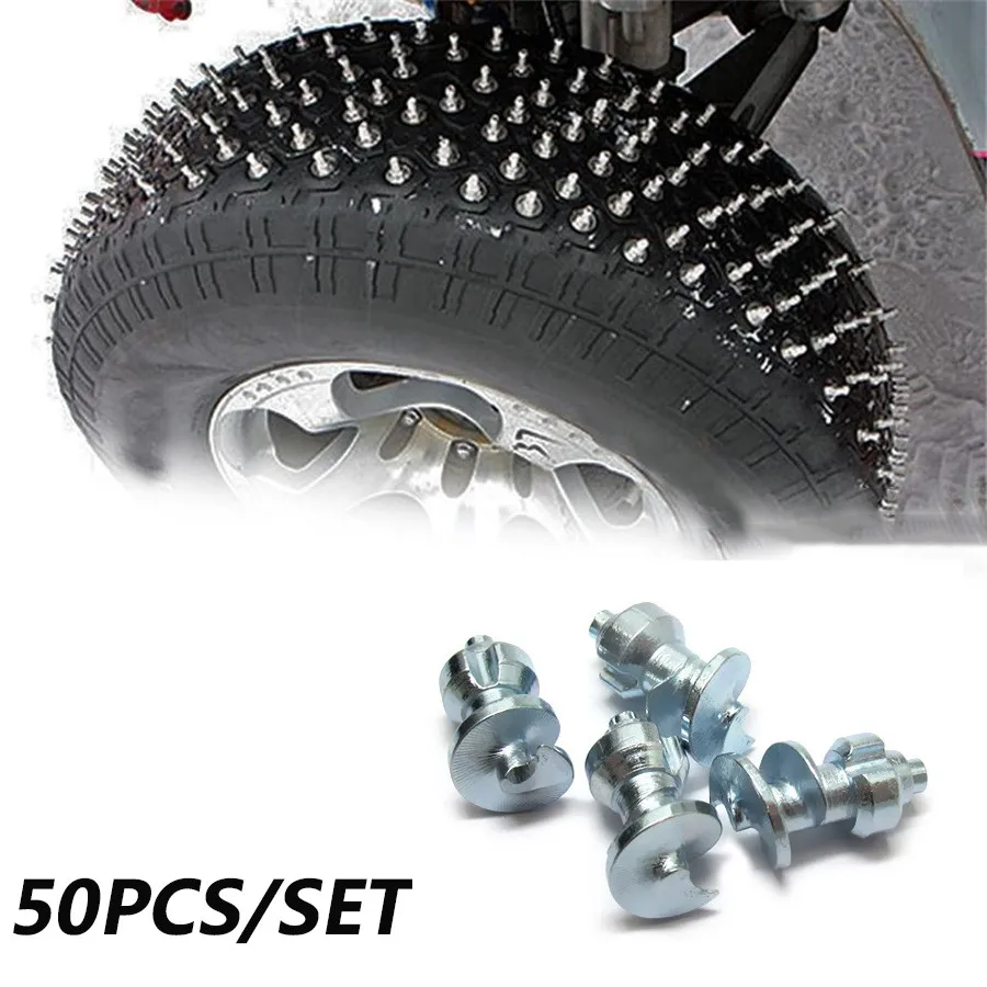 50pcs/lot 15.2x9mm Car Bike Motorcycle Wheel Tires Studs Screw Snow Spikes Chains Grip Winter with Install Sleeve Tool