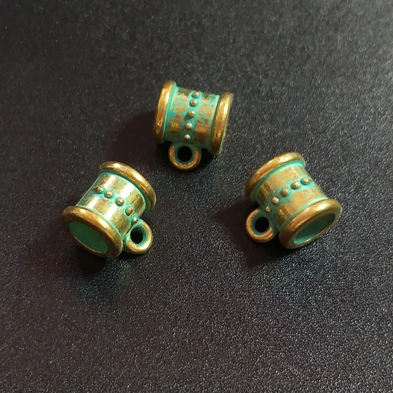 5pcs/bag 15MM Retro Patina Plated Zinc Alloy Green Big Hole Connector Beads For DIY Jewelry Accessories