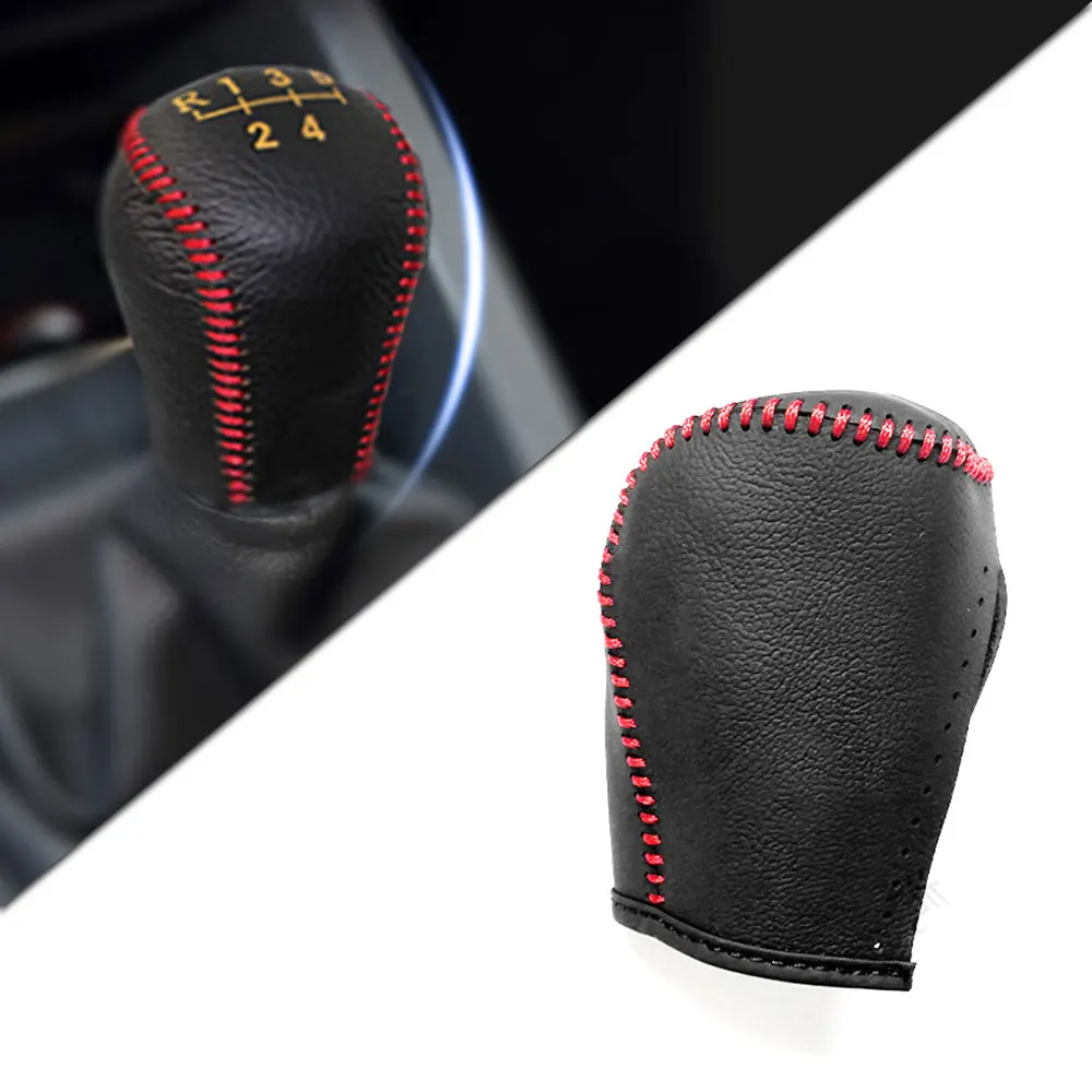 For SKODA Rapid 13-15 Fabia 2015 1pc PU Leather Hand Brake Shift Knob Cover Gear Case Car Interior Decor Shift Knob Shell