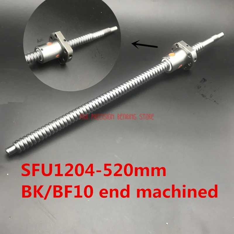 AXK Cnc Router Parts Sfu1204 520mm Long C7 Anti Backlash 1204 Rolled Ball Screw Bk/bf10 End Machined For Linear Cnc Part Nut