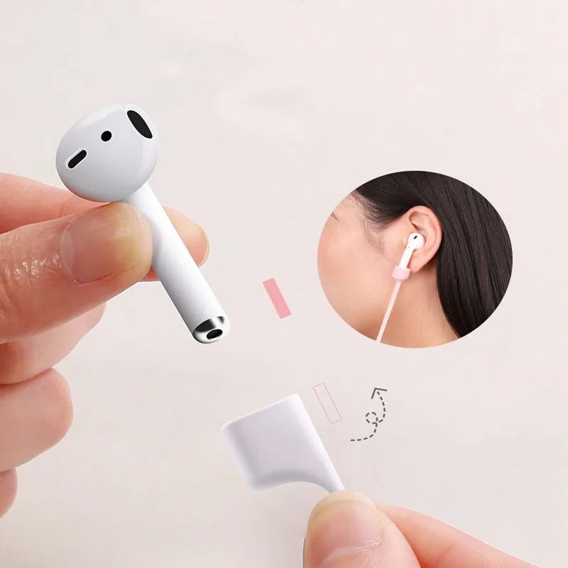 2/5 قطعة حبل سيليكون لمكافحة خسر خط سماعة حزام لسماعات airpods بلوتوث اللاسلكية