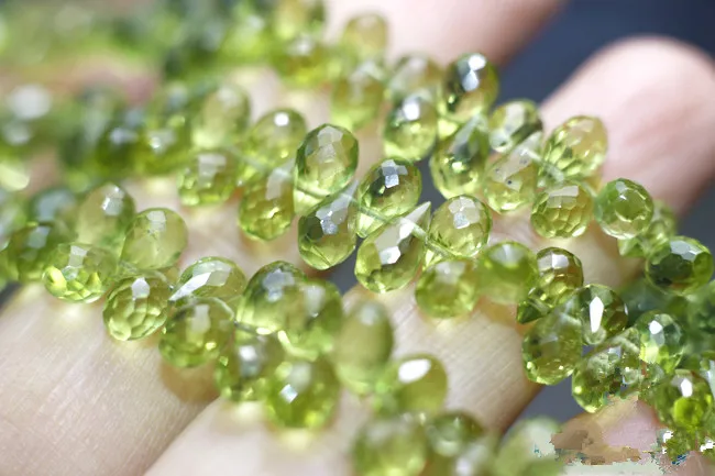 10pcs loose beads green peridot  drop faceted 4-6mm  for DIY jewelry making FPPJ wholesale beads nature gem stone