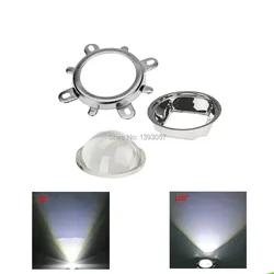 1Set 44mm Optical Glass LED Lens 60 Degree + 50mm Reflector Collimator + Fixed Bracket for 20W 30W 50W 100W COB High Power Chip