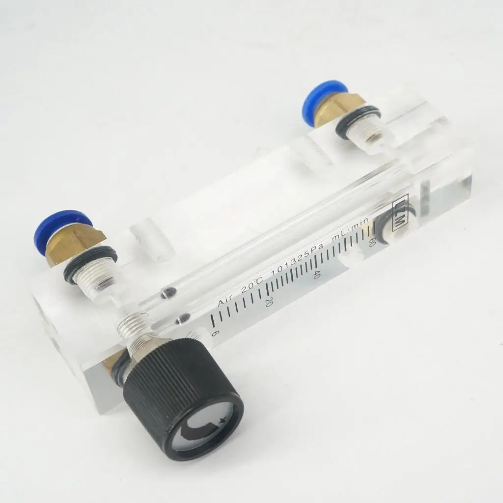 6-60mL/min LZM-6T Acrylic Panel Type Air Nitrogen Flowmeter Rotameter With Control Valve Push Fit 8mm OD Tube