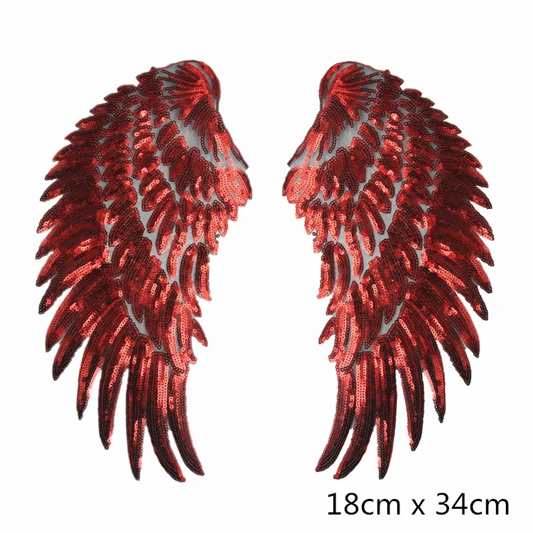 PGY 12 Design Sequin Patch DIY Angel Wings Iron On Patches For Kids Clothes Sew-On Embroidered Patch Motif Applique Stickers