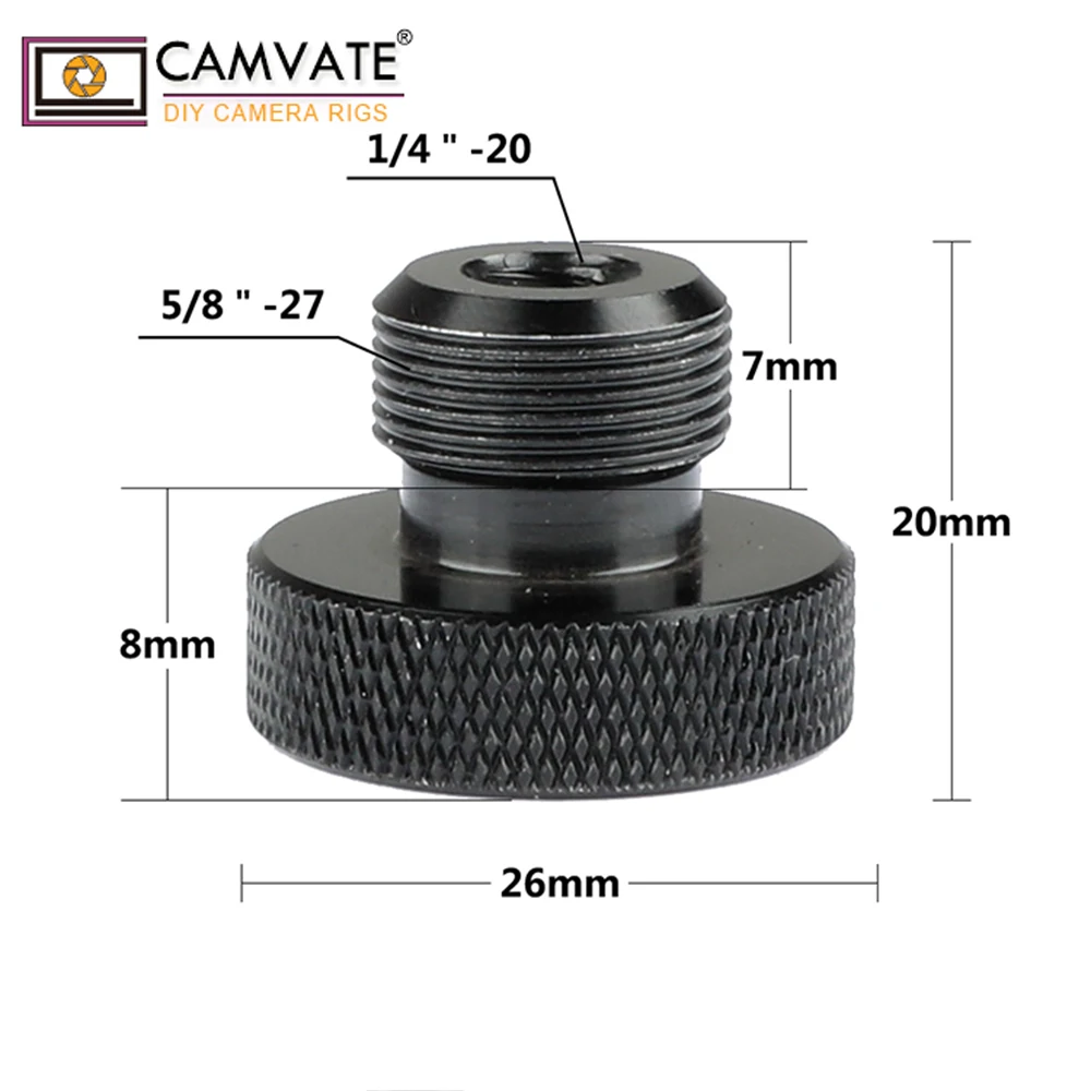 Connettore a vite per microfono Standard CAMVATE 2 pezzi con filettatura maschio da 1/4 "-20 femmina a 5/8"-27 per montaggio su Clip per supporto microfono