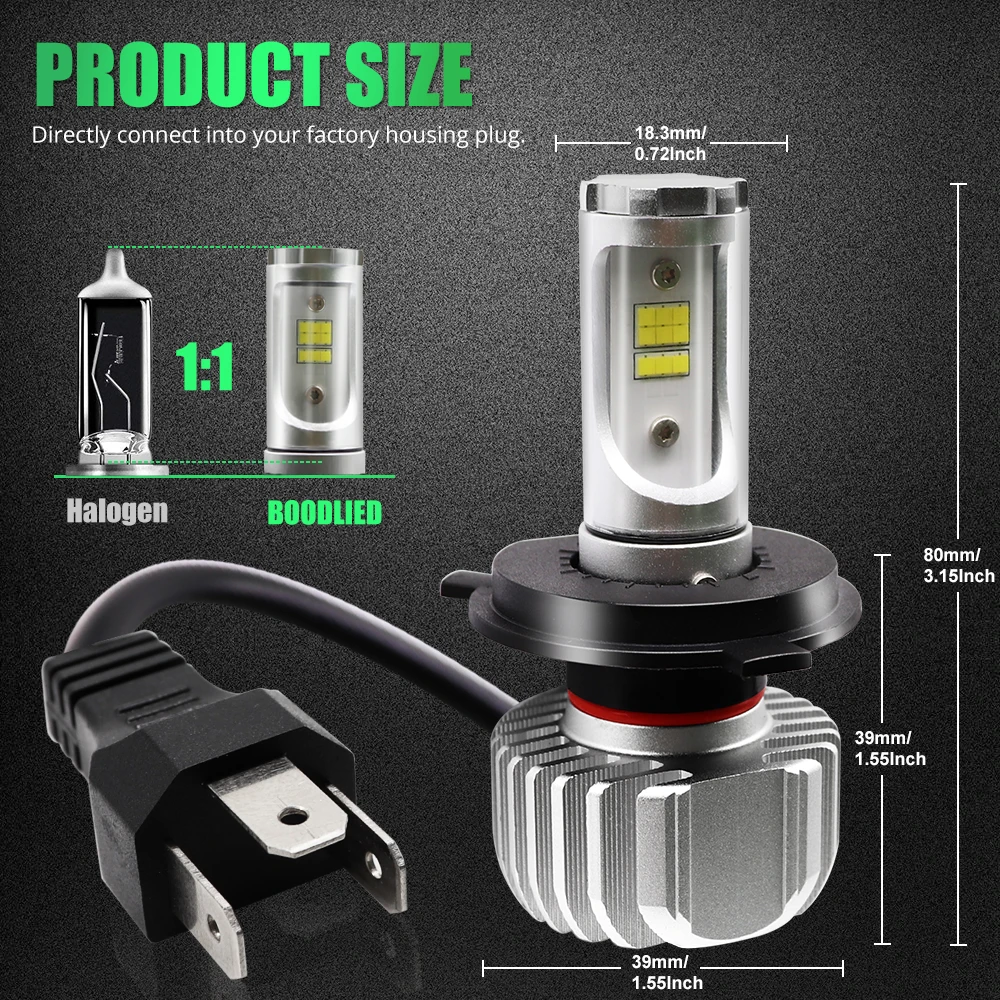 1X H4 LED Motorcycle Headlight Bulb 25W CSP Y19 Chip DIY Changing Color 3000K 4300K 8000K 10000K Moto Motorcycle Front Headlamp