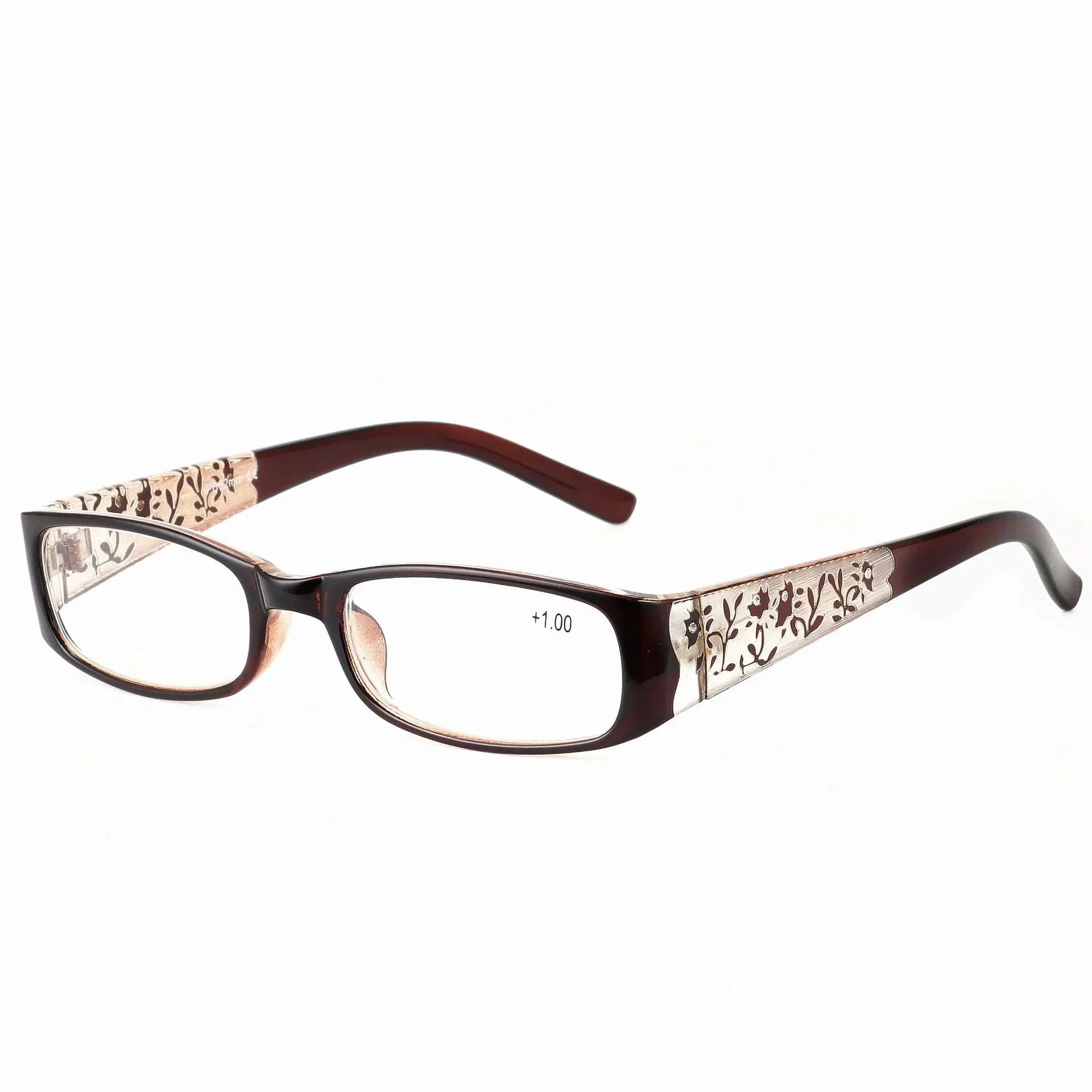 Brightzone Classic Transparent Optical Frame Carving Flower Diamonds Woman Presbyopic Reading Glasses Comfortable Hyperopia