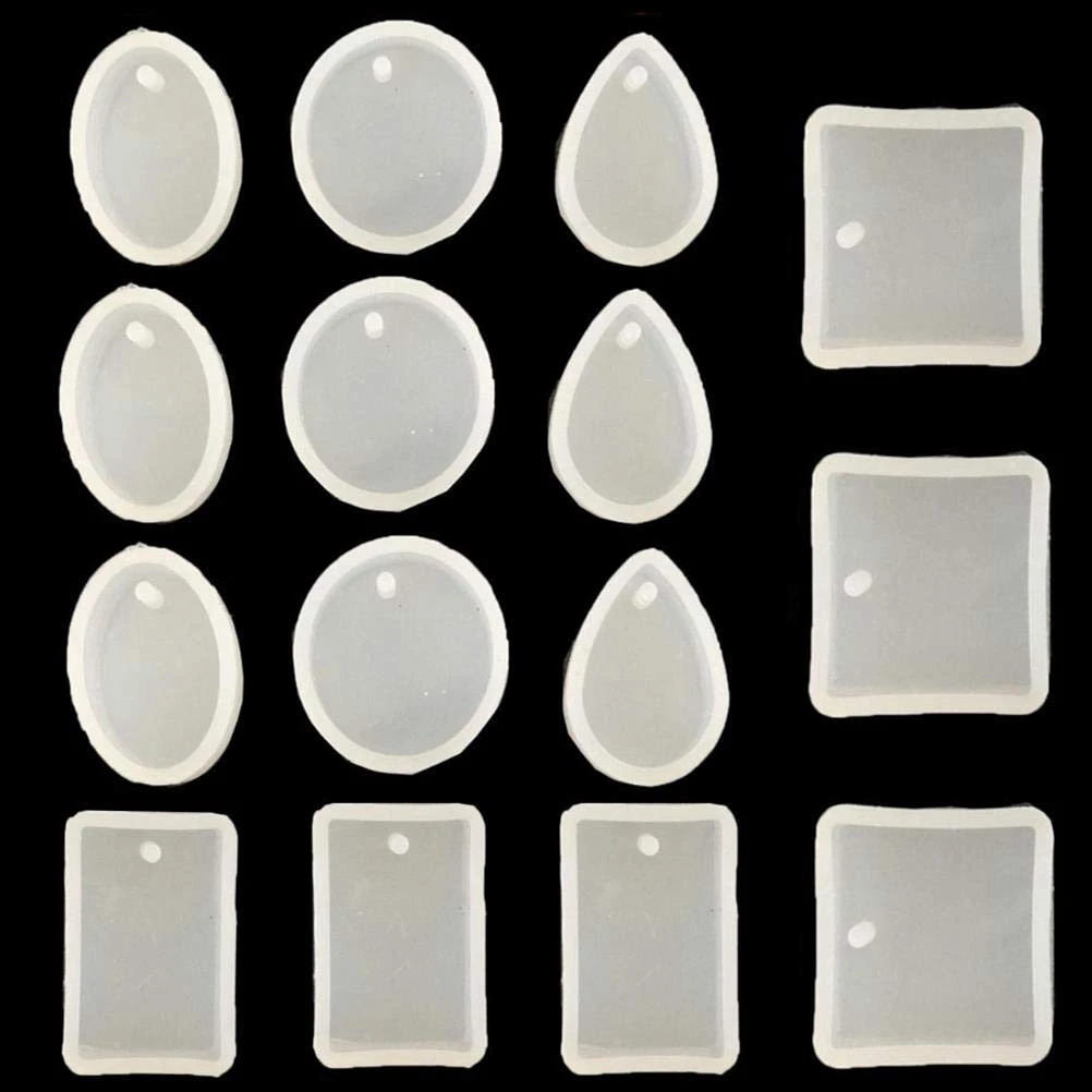 15 Pack Silicone Resin Pendant Mould Jewellery Molds With Hanging Hole For Diy Jewelry Craft Making 5 Shapes