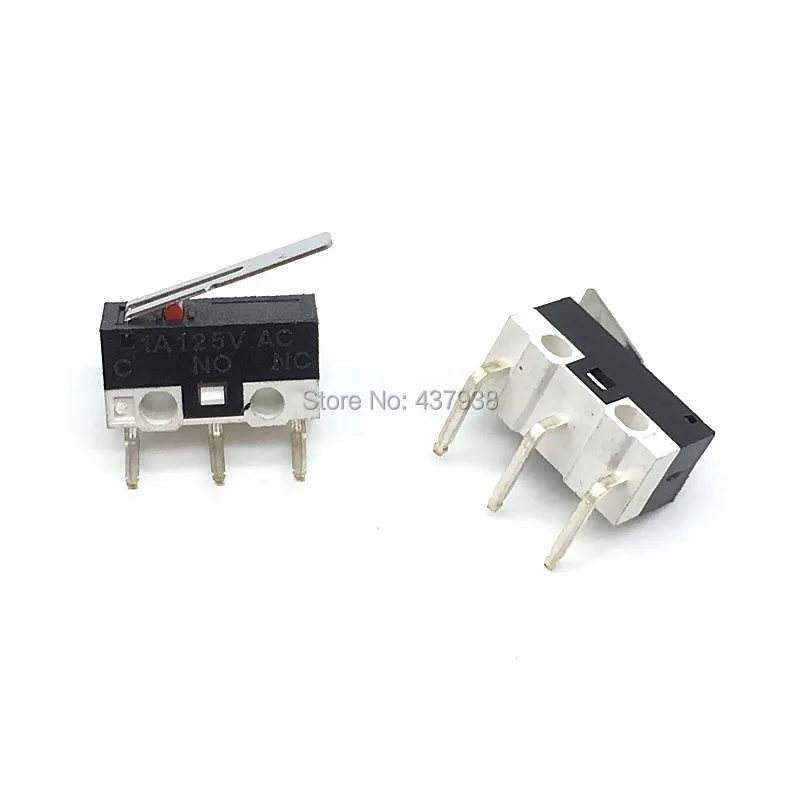 10 pcs Eindschakelaar Drukknop 1A 125 V AC Muis Switch 3 Pins Micro Schakelaar Links Gebogen Pin met Handvat