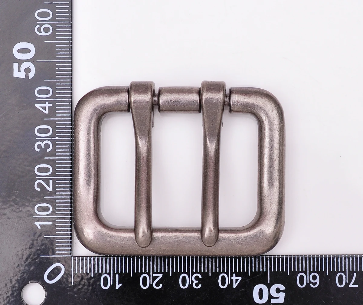 55*43MM  Me Silver Double Tongue Pin Prong DIY Metal Belt Buckle Fits 40MM Straps