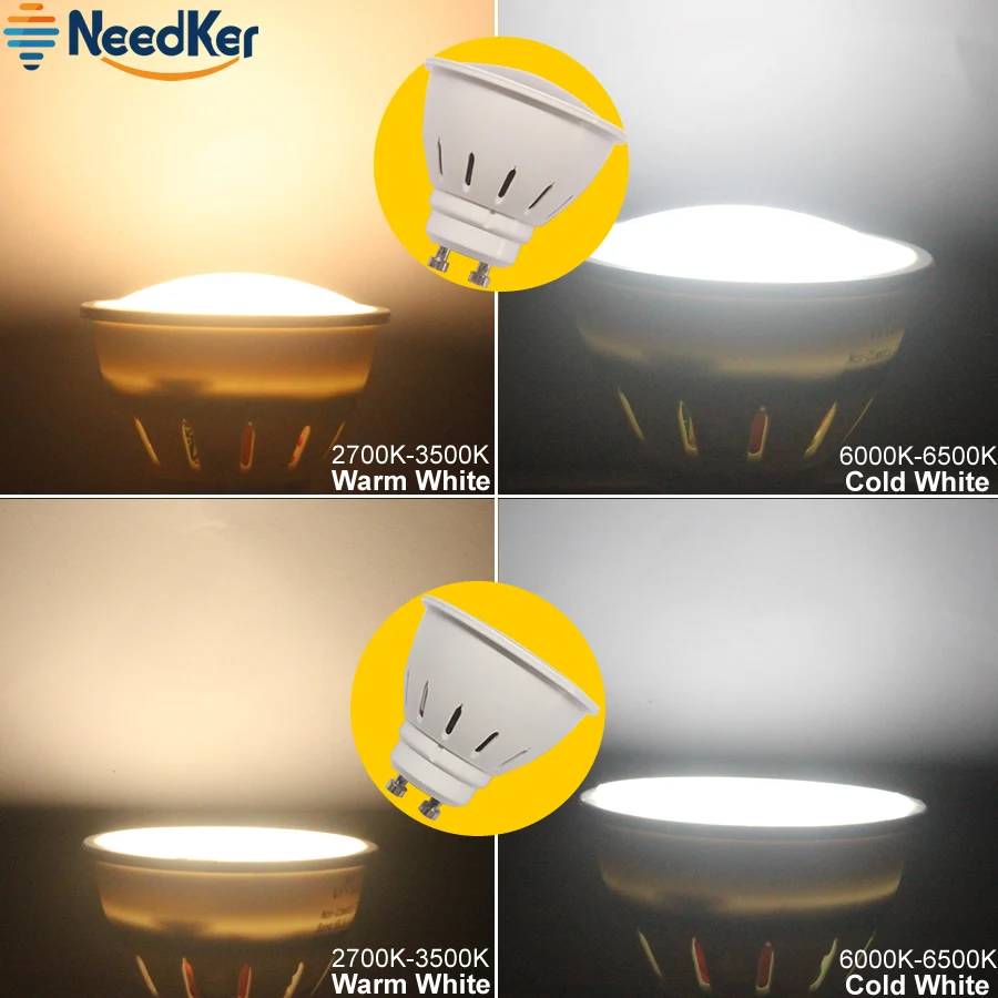 NeedKer-LED 램프 GU10 G5.3 LED 전구, 2W 3W 5W 9W 12W 15W AC 110V 220V, Lampada LED 콘덴서 조명 Cob 스포트라이트, 에너지 절약