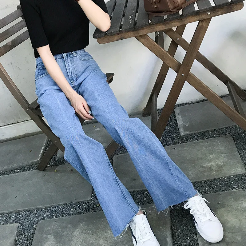 Spring Autumn Jeans Women Fashion Blue High Waist Loose Denim Jeans Female Wide Leg Pants Trousers Boyfriend Jeans For Women