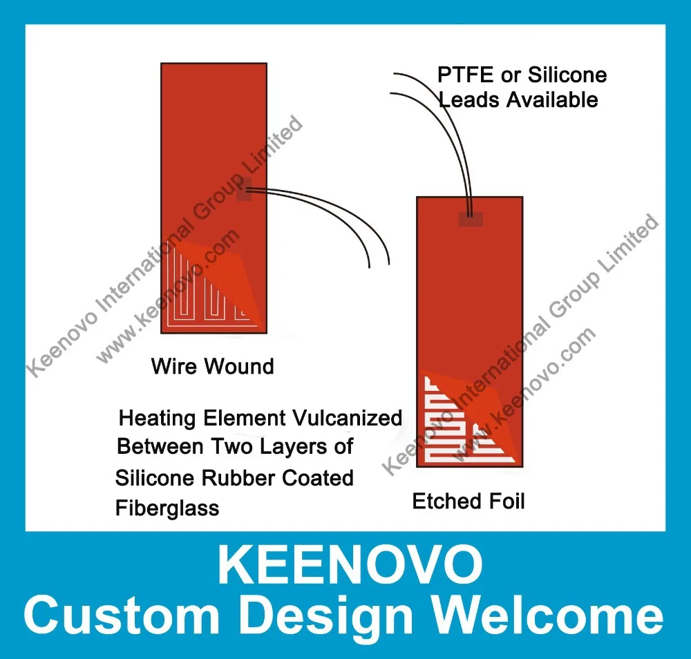 Keenovo Custom Designed Flexible Silicone Heater/Heating/Thermal Mat/Pad/Blanket/Element,High Quality Guaranteed,Free Shipping