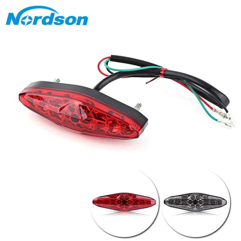 Nordson Motorcycle Brake Stop Running Tail Light For LED Rear Light Motocross ATV Dirt Bike Universal 12V 15 LED