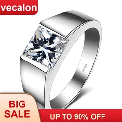 Vecalon Luxury Jewelry wedding Band ring for Men 4ct 5A Zircon cz 925  Sterling Silver Engagement Finger ring fashion Jewelry
