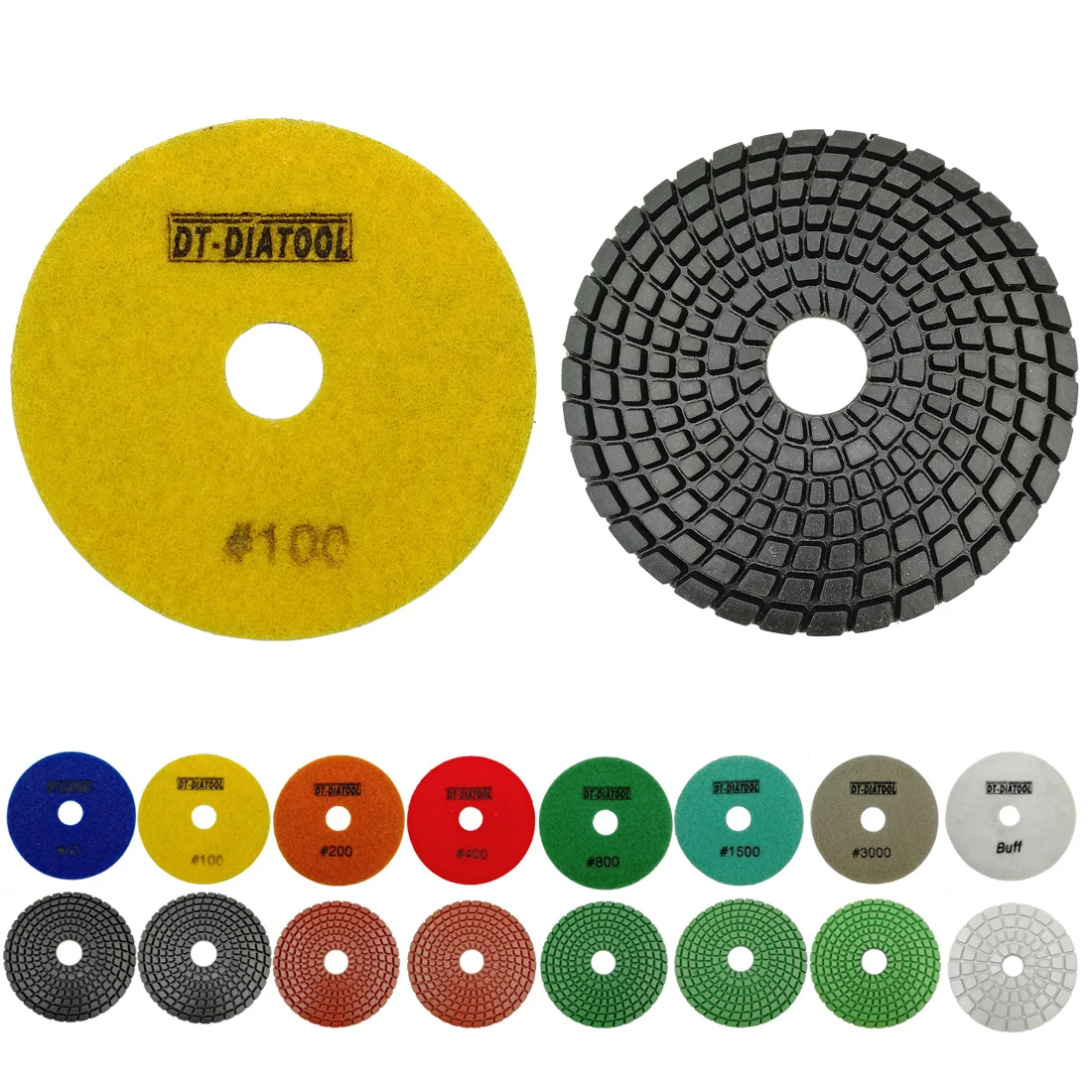 Dt-diatool-disco de Lixar Diamante Molhado Flexível Almofadas de Polimento para Granito Mármore Concreto Pedra Lixar Disco de Moagem 100 mm 1pc