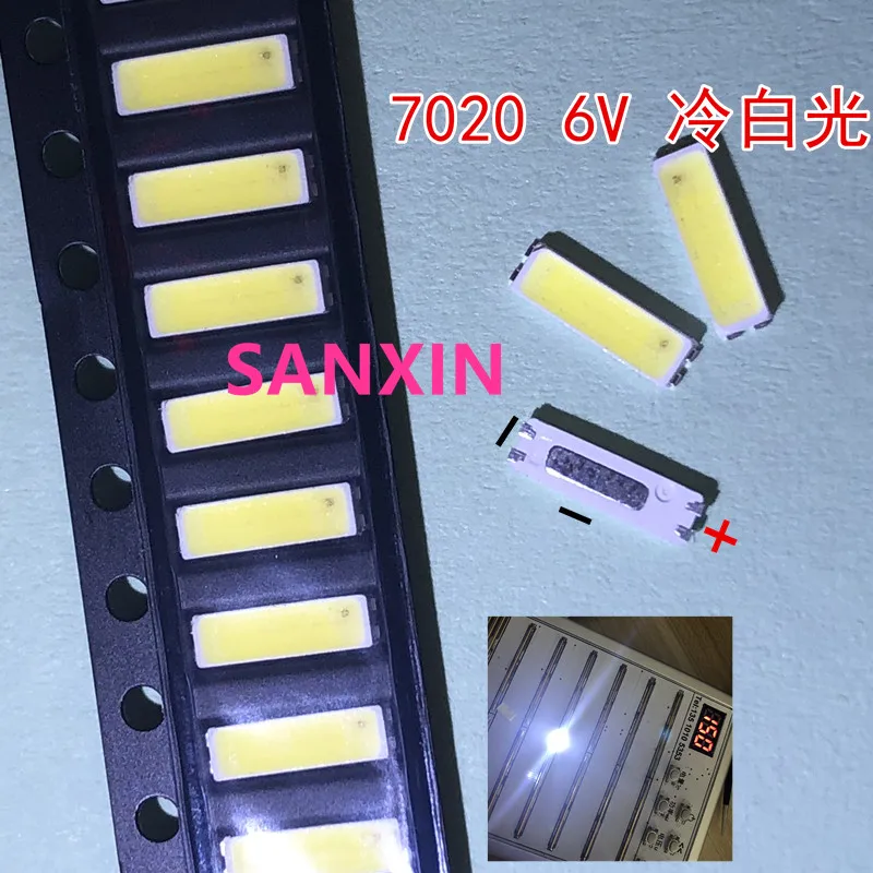 Original JUFEI LED 7020 light-emitting Light Beads High Power1W 6V 90LM Cool white For LED LCD TV Backlight new 50PCS