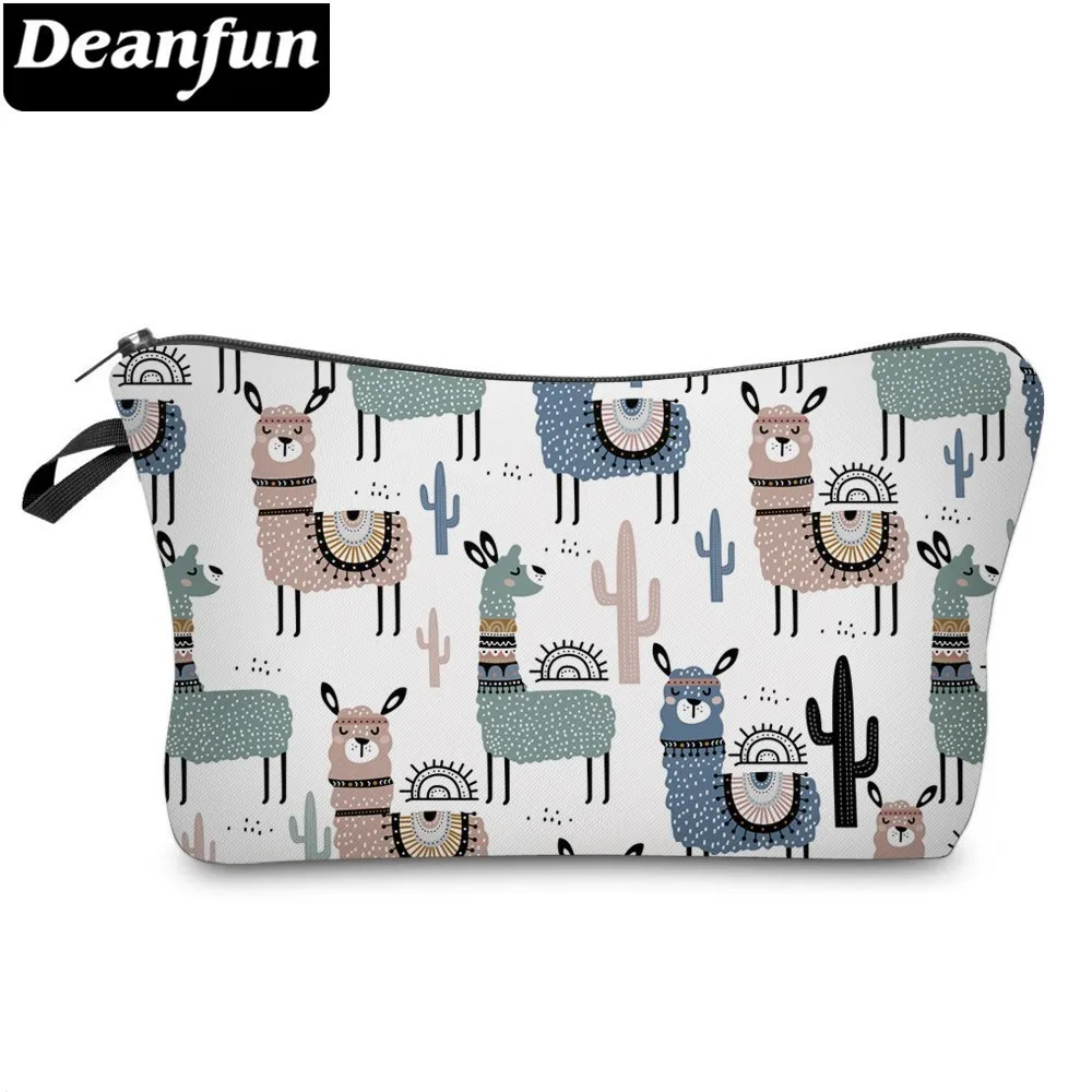 Deanfun Colorful Llamas Cosmetic Bag Waterproof Cactus Makeup Bags Travel Organizer Cosmetics Pouchs  51444