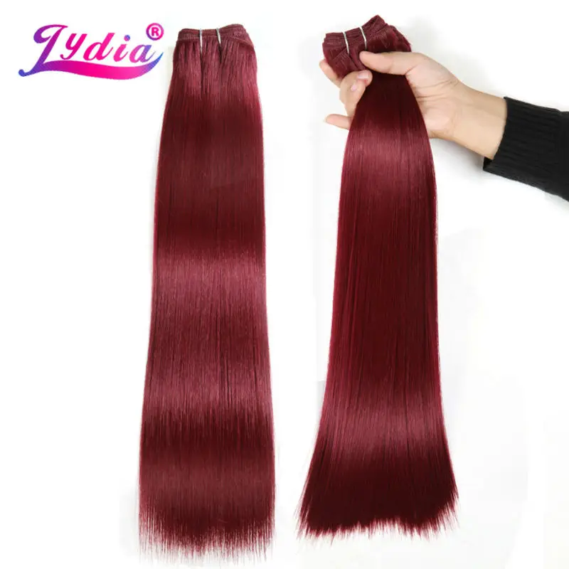 Lydia For Women Synthetic Weaving 100% Futura Yaki 10-26 Inch 1PC/Lot Straight Hair Extension Pure Color Burgundy Hair