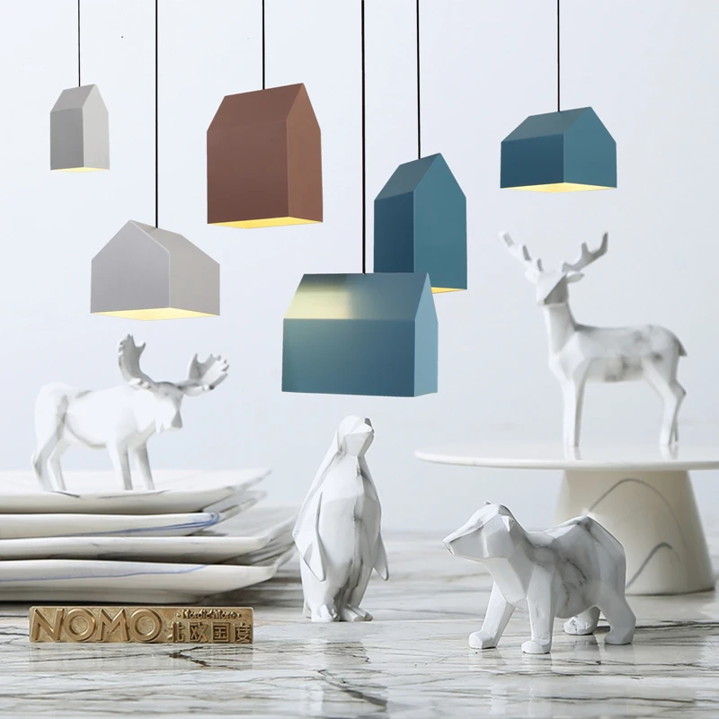 

Kid's children room 1 pcs mini house pendant lamp bar Restaurant suspension hanging lighting cottage nordic lighting Lamparas