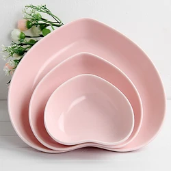 Cutlery / Heart Shaped Ceramic Plate Plate Deep Pink Romantic Lover Of Cake Plate Of Fruit Dessert Plate 5 * 6.5 * 9 Inches