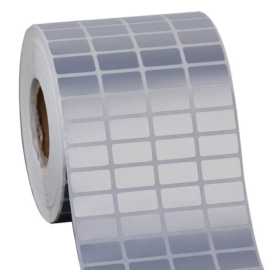 DRVXIN 20mmx8mmx10000 sheets/Roll zilver PET label stickers Waterdicht Scheurvast oilproof Thermische Overdracht Zilveren papier tags