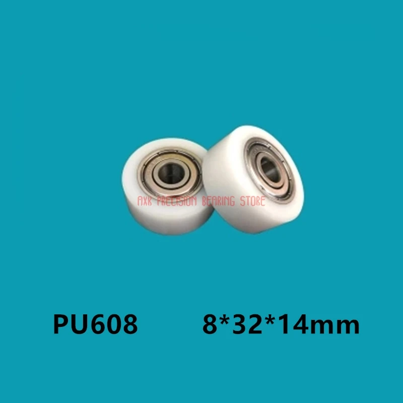 

2023 Time-limited Real Plastic Bearing Small Pulley Nylon 608zz Coated Roller Friction Wheel 8*32*14mm Double Rubber Round