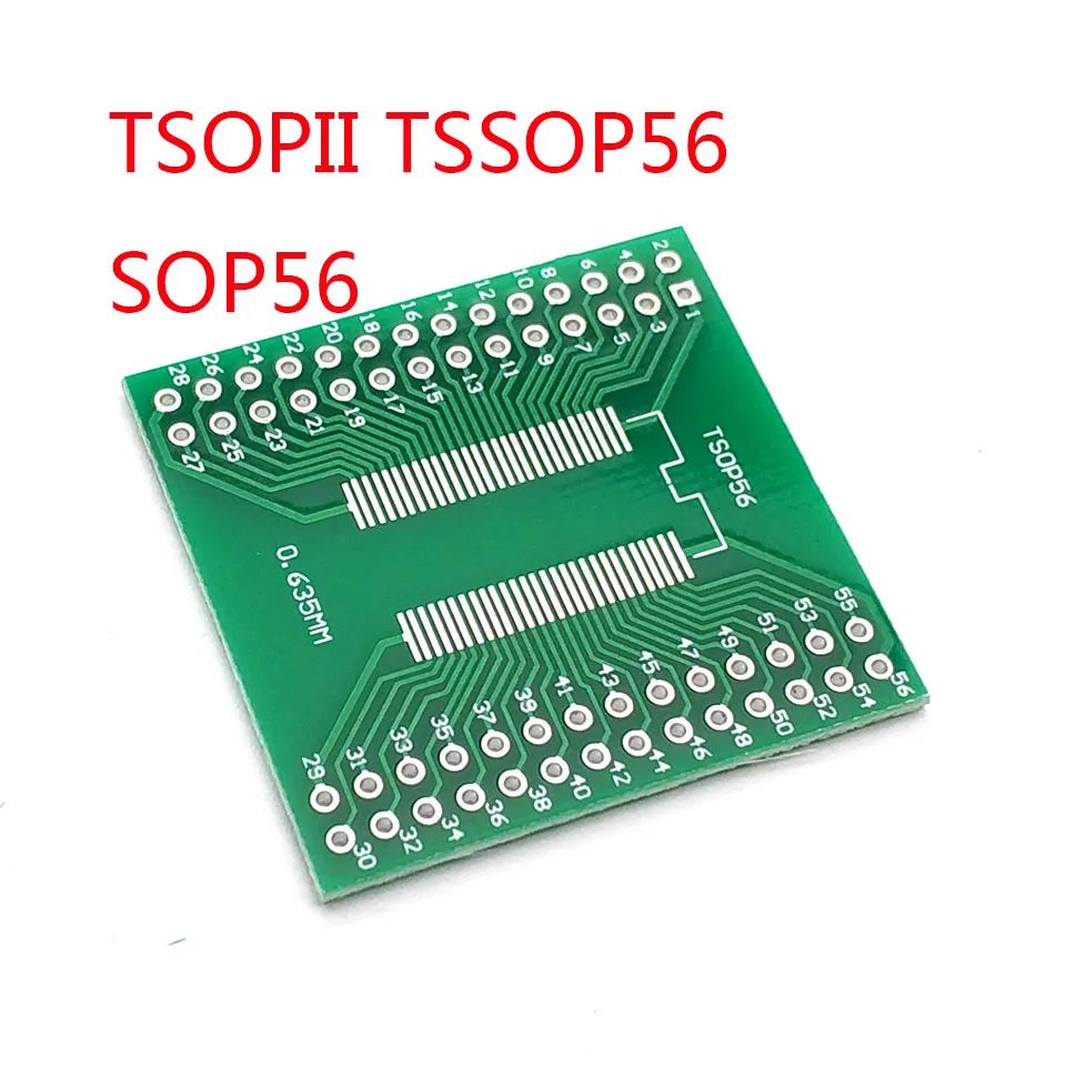 5Pcs TSOPII TSSOP56 SOP56 conversion board 0.635mm / 0.8mm pitch SDRAM adapter board