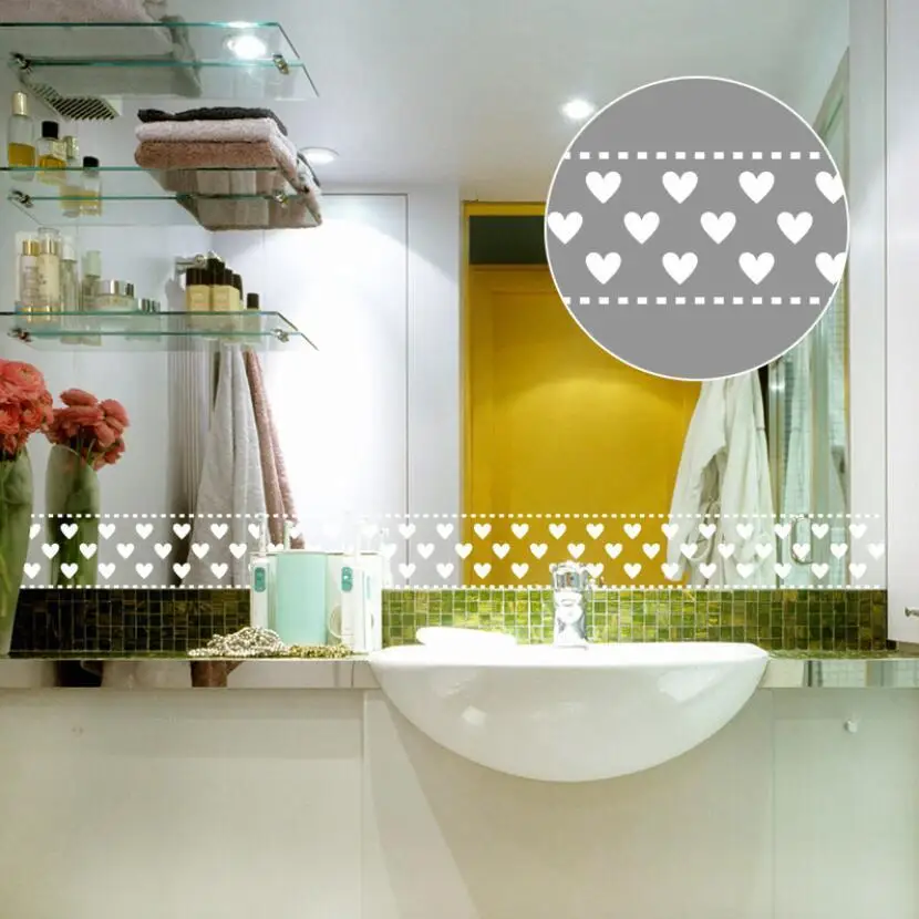 

Cute Heart Pattern Wallpaper Borders Sticker Glass Door Window Lace Stickers Diy Bathroom Mirror Kitchen Tile Waist Line Ez059