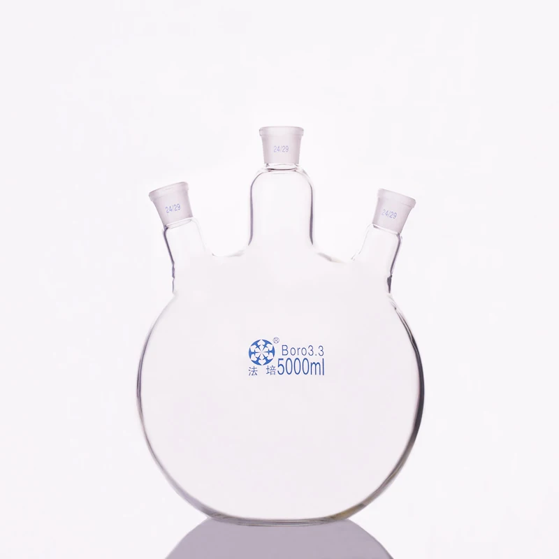 

Three-necked flask oblique shape,with three necks standard grinding mouth,100ml-5000ml-20000ml 24/29,3-necked flat bottom flask