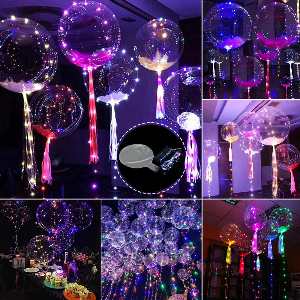 18inch Luminous Led Balloon Transparent Bubble Decoration Birthday Party Wedding Decor LED Balloons Christmas Bobo Ballons D25