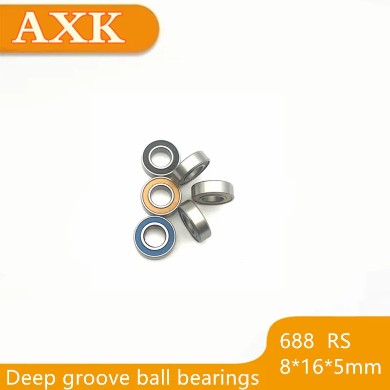 Deep Groove Ball Bearings 688 688-2rs 8*16*5 Mm 688rs blue orange Hot Sale The Rubber Sealing Cover Abec5 Thin Wall