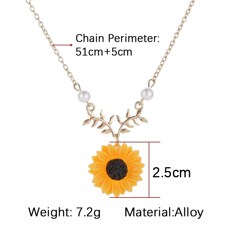 Pearl New Creative Sunflower Pendant Necklaces Vintage Fashion Daily Jewelry Temperament Cute Sweater Necklaces for Women