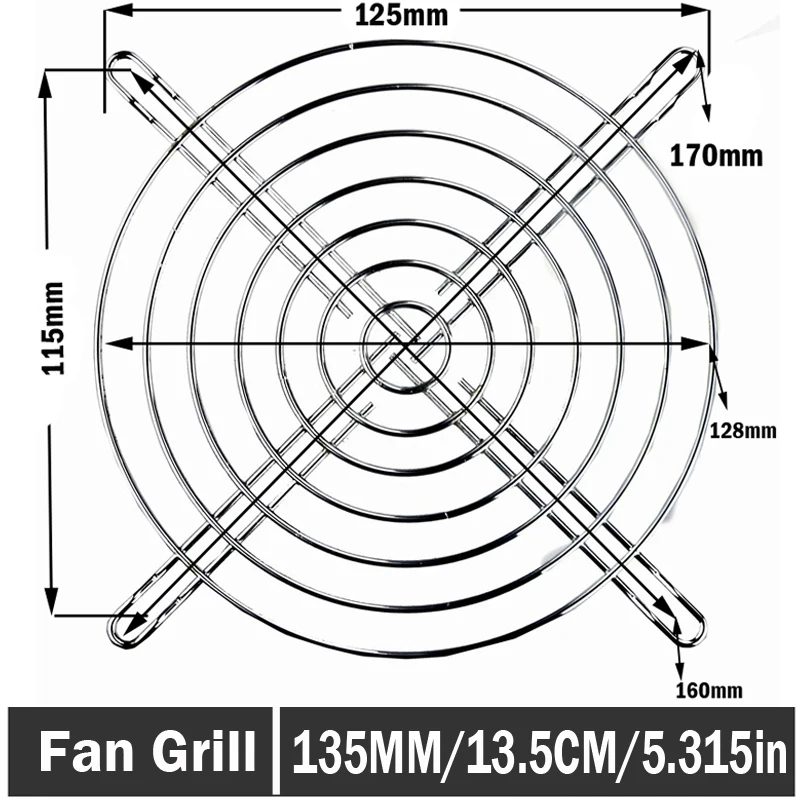 5pcs  Gdstime 135mm 13.5cm 5.315in Silvery Metal Wire Finger Guard For CPU Fan DC Fan Grill Guard Protector Nickel Plated