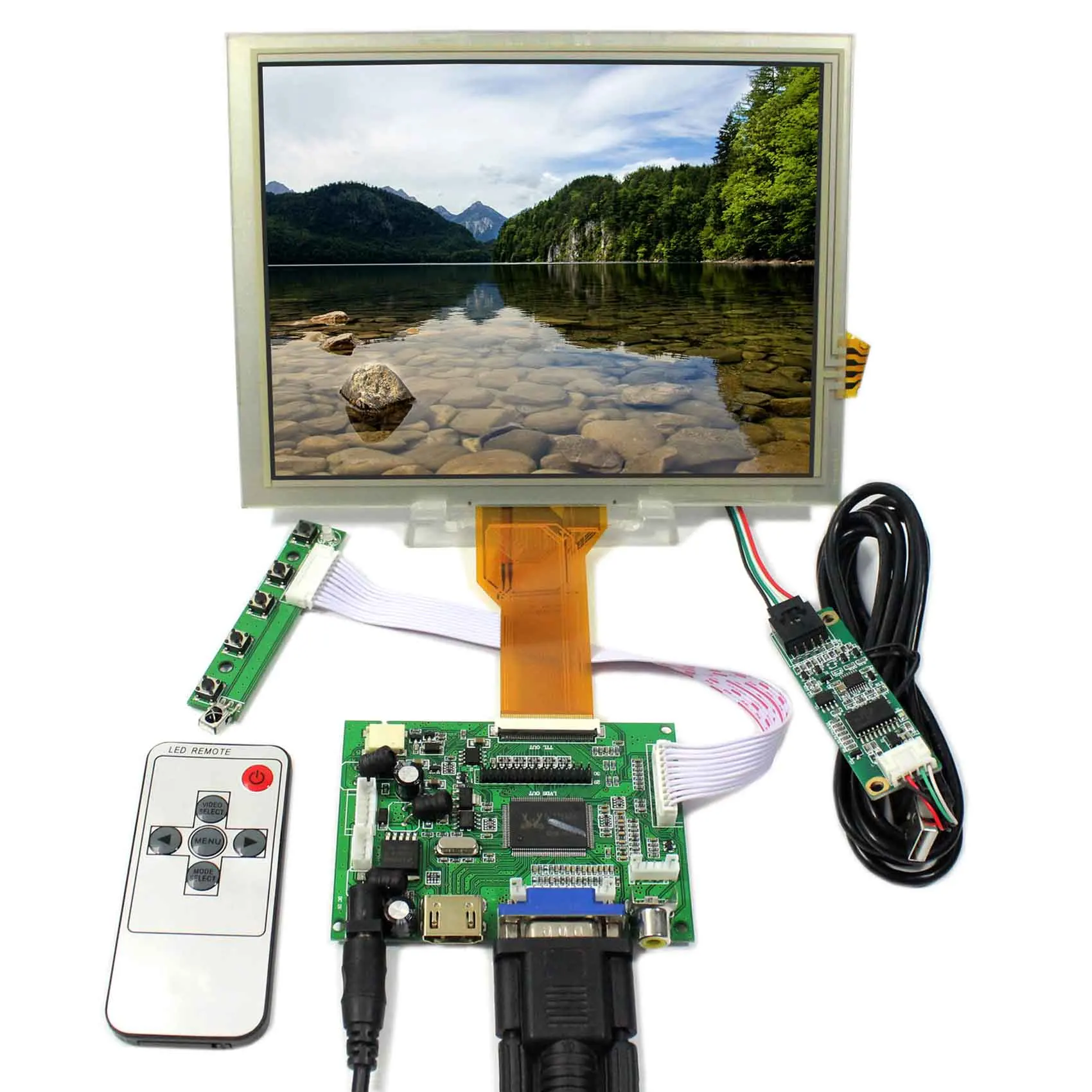 

EJ080NA-05B 800x600 Touch Panel HD MI VGA 2AV LCD Controller Board Remote Control 8inch LCD Screen