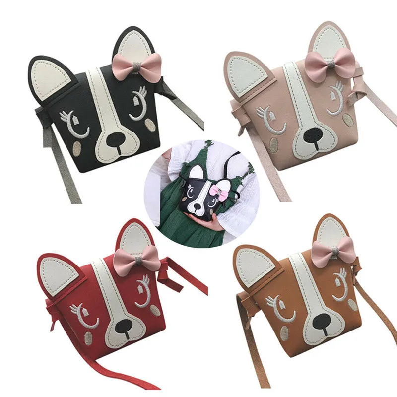 PUDCOCO Hot Pretty Kids Girl Mini Crossbody Bag Cute Dog Bowknot Handbag Fashion Child Shoulder Bag