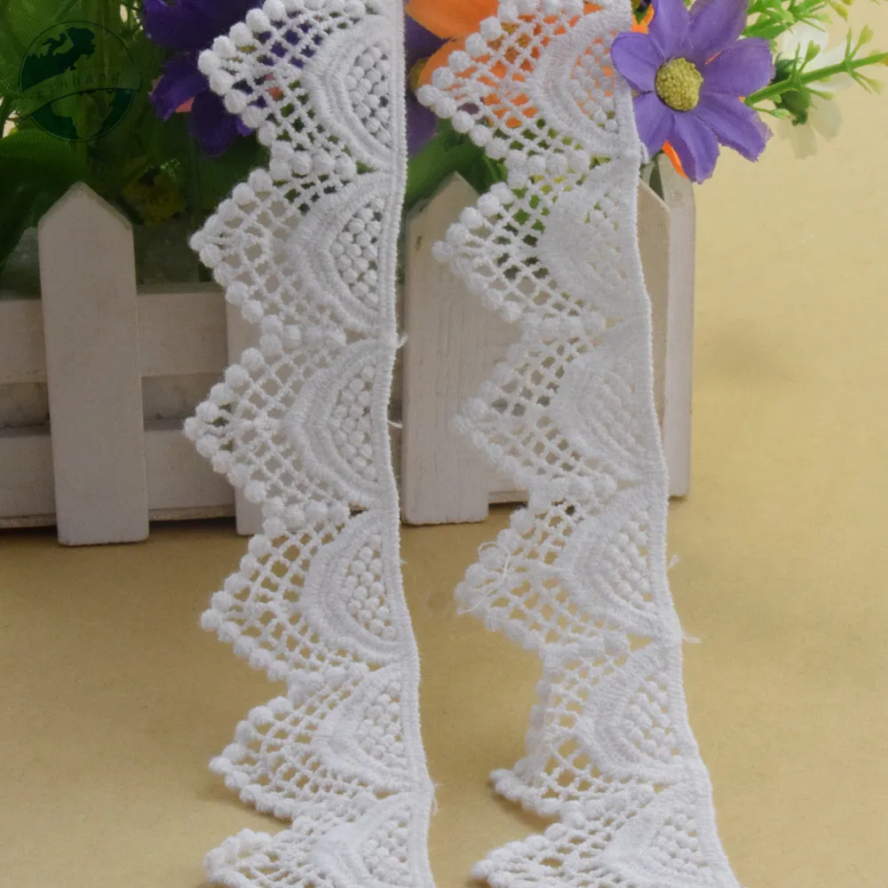 3 ياردة 3.5 سنتيمتر الأبيض 100% القطن التطريز الدانتيل الفرنسي شريطة من الدانتيل النسيج جبر Diy الزخارف تشوه الحياكة الخياطة اكسسوارات # 3806