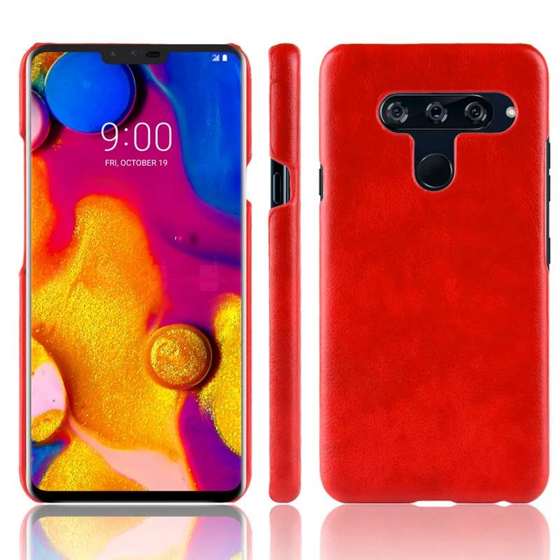 Coque rigide en cuir PU pour LG V40 ThinQ, avec motif Litchi, étui protecteur