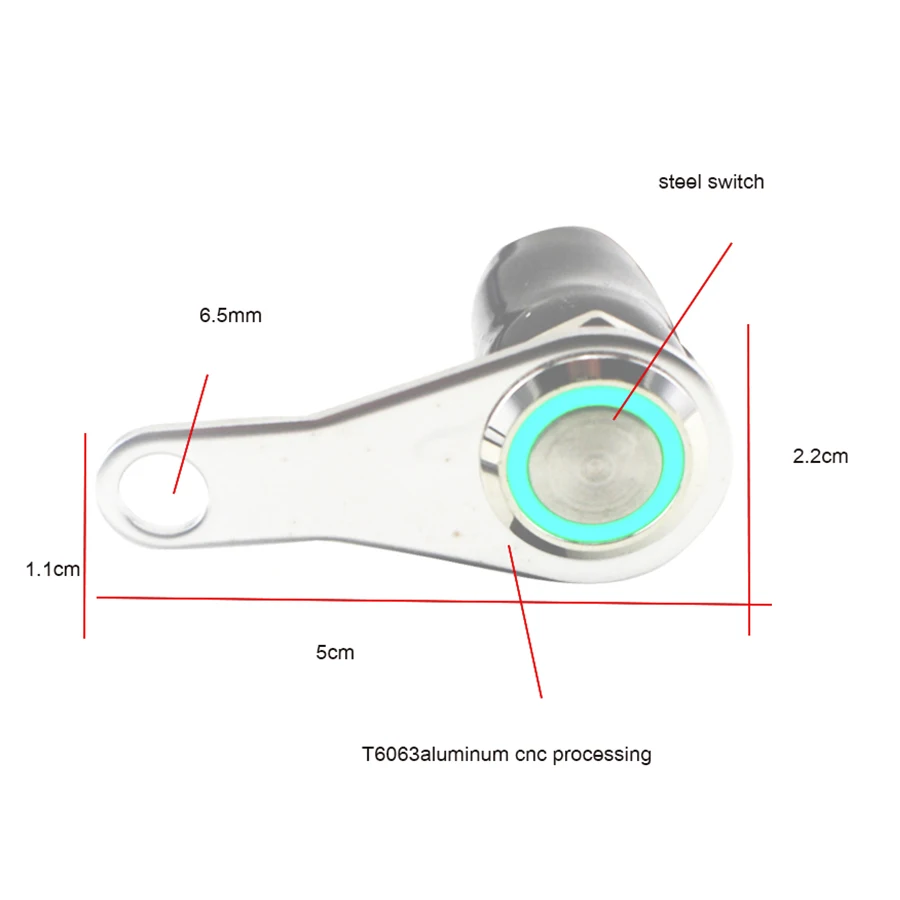 Aluminum Alloy Adjustable Motorcycle Handlebar Switch Green LED Self-return Reset Switch Button Waterproof