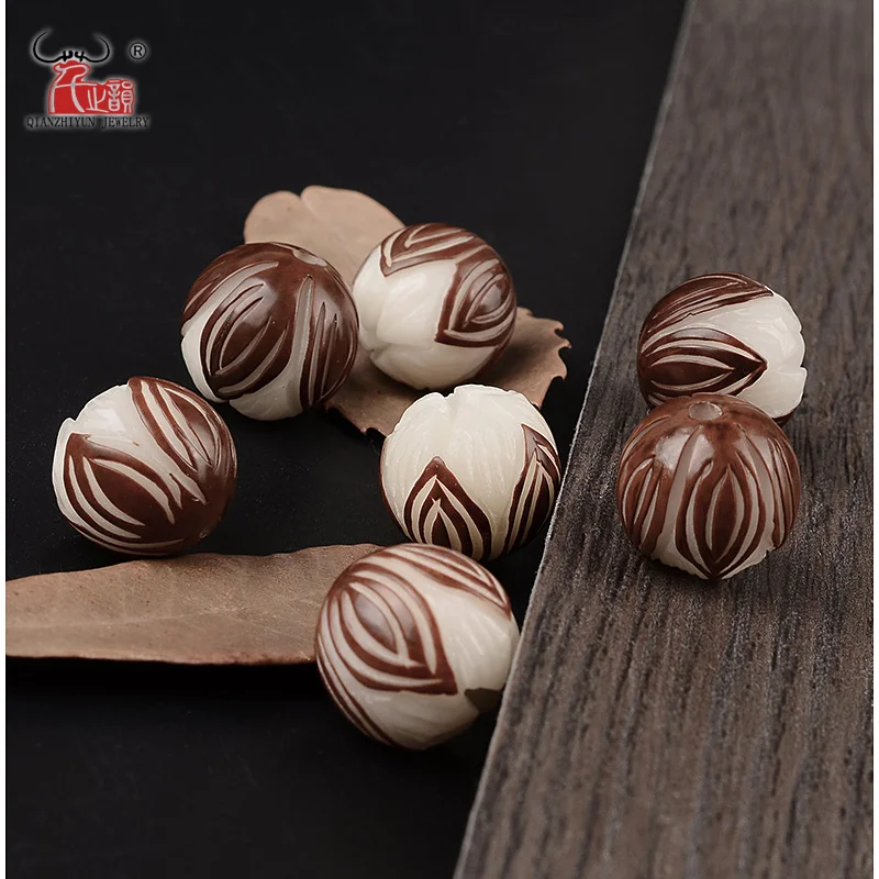 20PCS Natural Palm Fruit bead Hand-carved lotus beads flowers beads for jewelry making Yoga bracelet necklace bodhi DIY beads