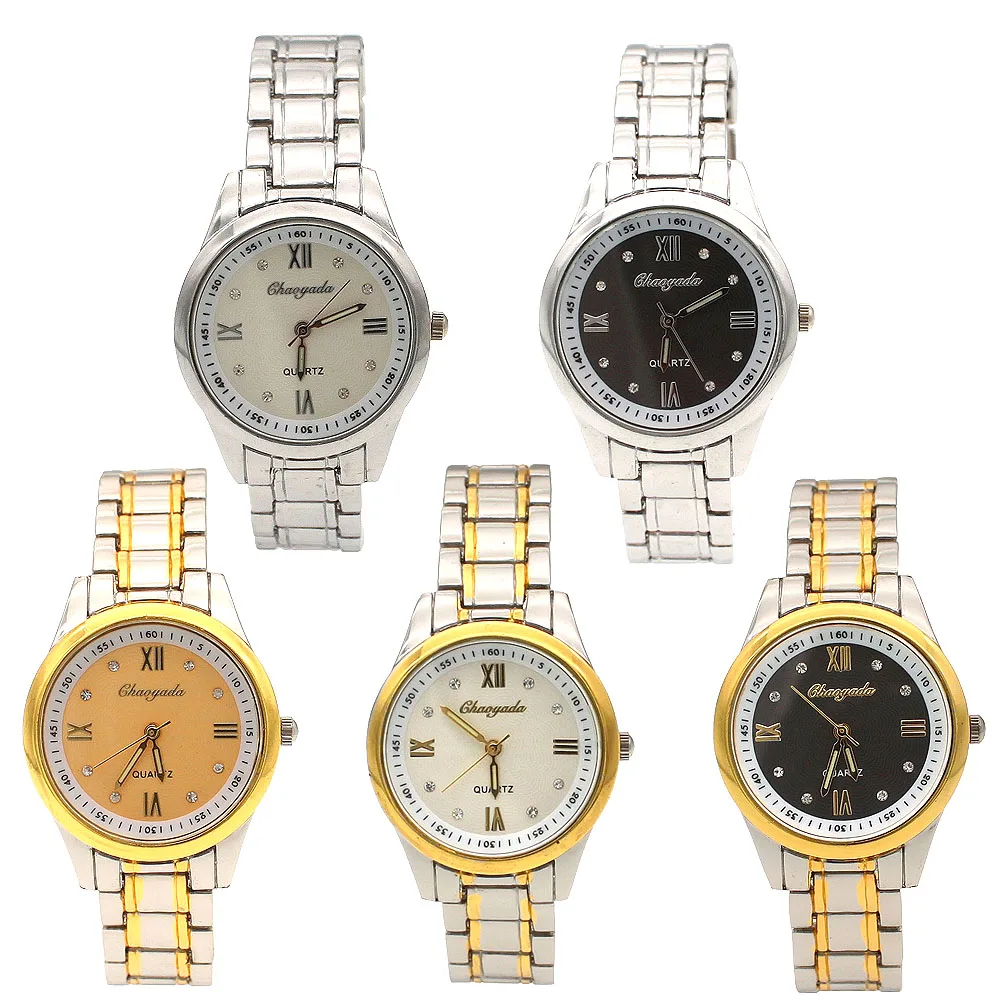 Chaoyada relógio de pulso feminino moderno, preto, quartzo, aço inoxidável, pulseira de relógio de alta qualidade casual para presente para mulheres