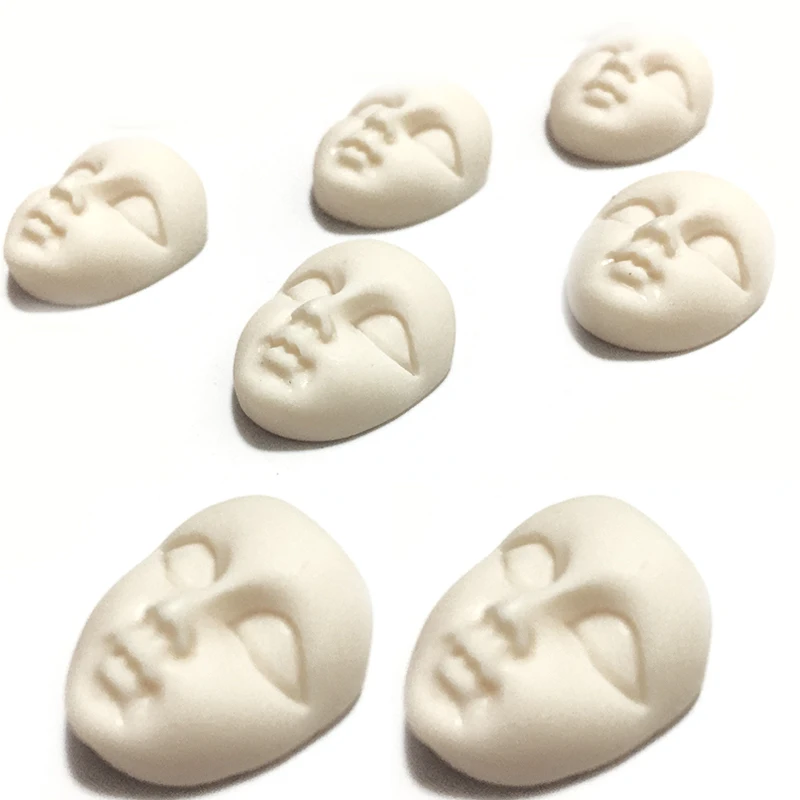 CNIM Hot 10Pcs Mini Masks Artificial Mask Flatback Cabochon Beige Girl Face Flatback Scrapbooking Diy Hair Bow Center Crafts Mak