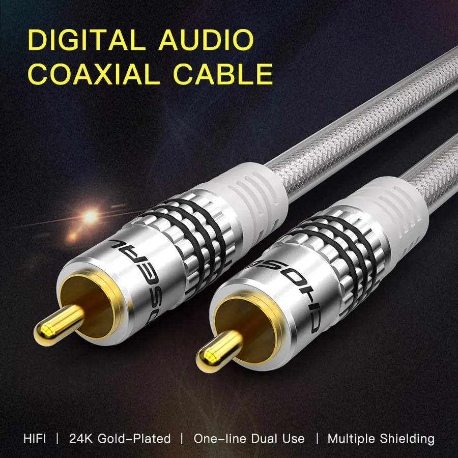 CHOSEAL RCA Digital Audio Coaxial Cable S/PDIF Male to Male Coaxial Speaker Cable for HDTV Subwoofer Hi-Fi Systems