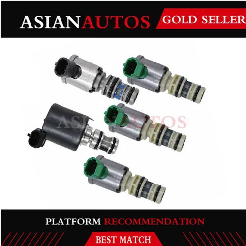 5PCS 5L40E Transmission Master Shift EPC TCC Lock Up Solenoids Control Valve Kit Set Compatible for Cadillac GM BMW 1999-2003