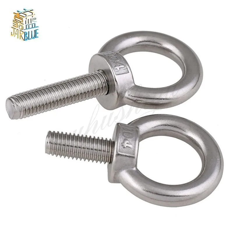 2pcs M6*16/20/25/30/35-60mm DIN580 Eye Bolt 304 Stainless Steel Marine Lifting Eye Screws Ring Loop Hole for Cable Rope Eyebolt