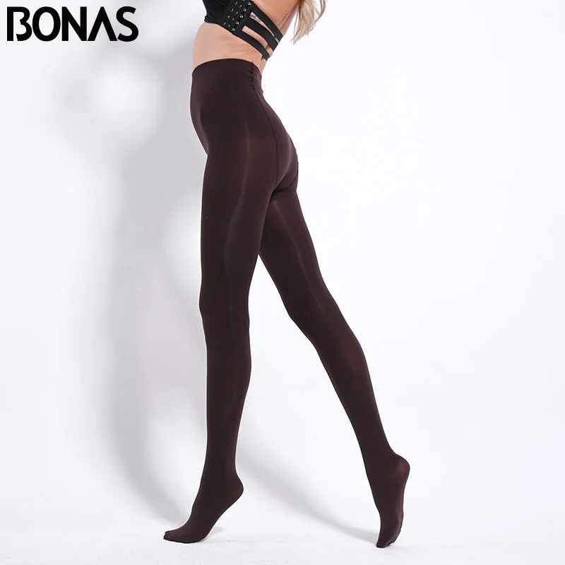 BONAS-Collants à haute élasticité pour femmes, collants monochromes, collants minces sexy, collants grande taille, printemps et automne, 80D