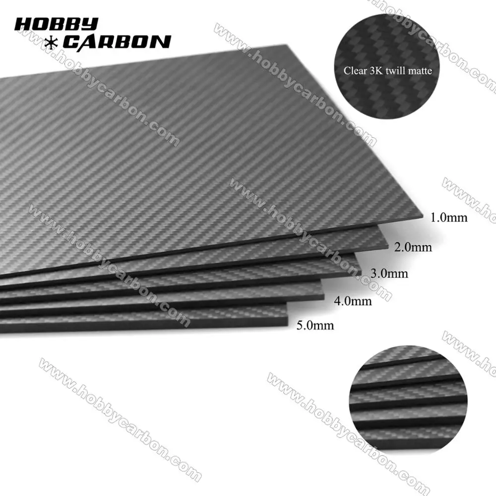 Full Carbon fiber plate twill matte sheet 400x500x2.0 1pc + 400x500x2.5 1pc, free screw 1kit