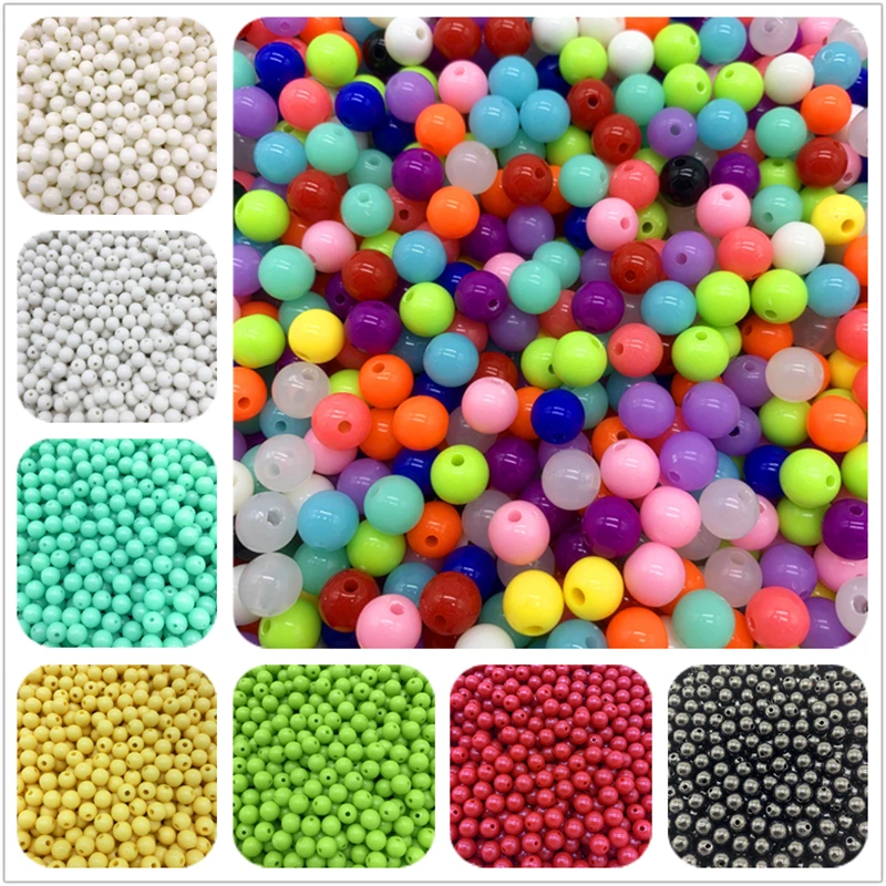 6mm 8mm 10mm Acrylic Spacer Beads Round Loose Beads For Jewelry Making Necklace Bracelet Earring Accessories