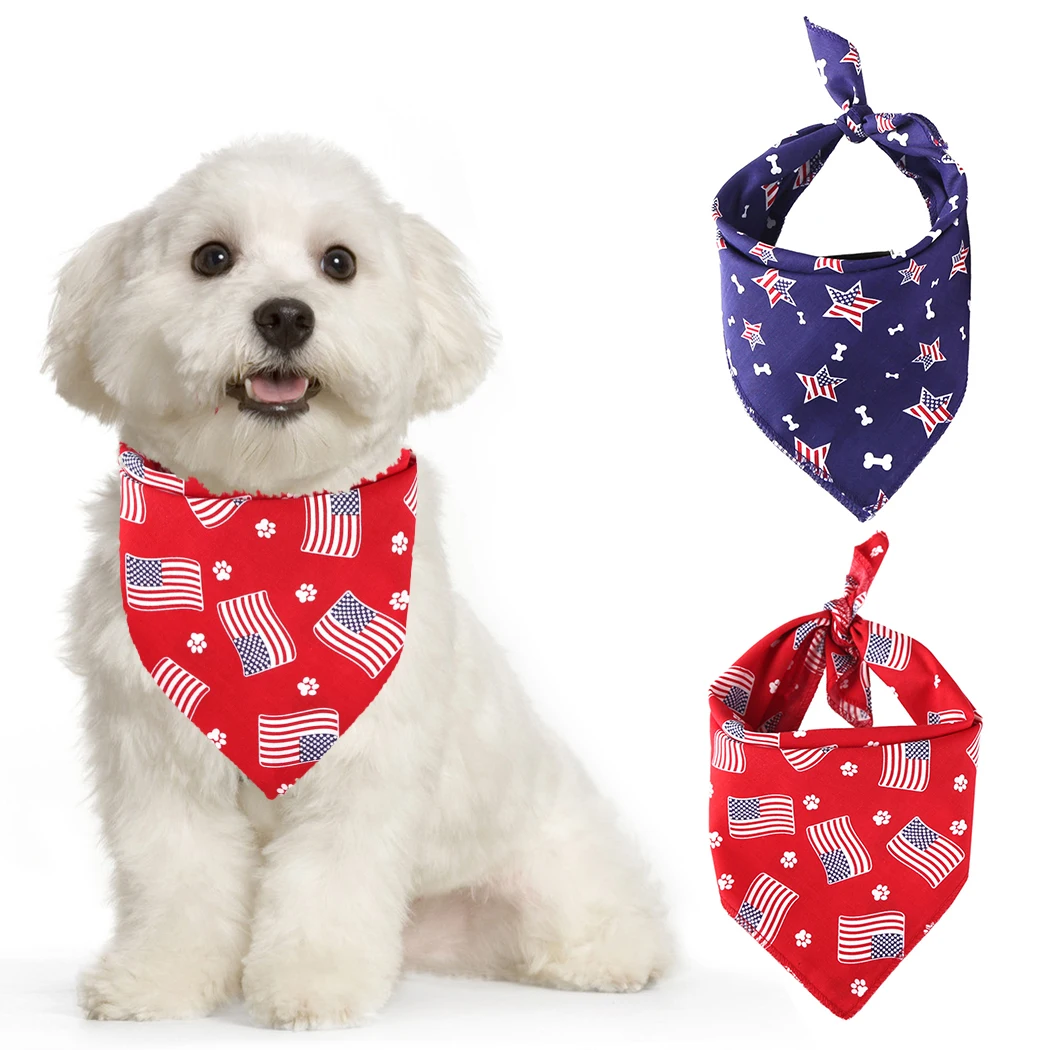 Spring And Summer Pet Triangle Towel Dog Bandana Creative American Flag Dog Bandana Bib Pet Bib Pet Bandana Supplies